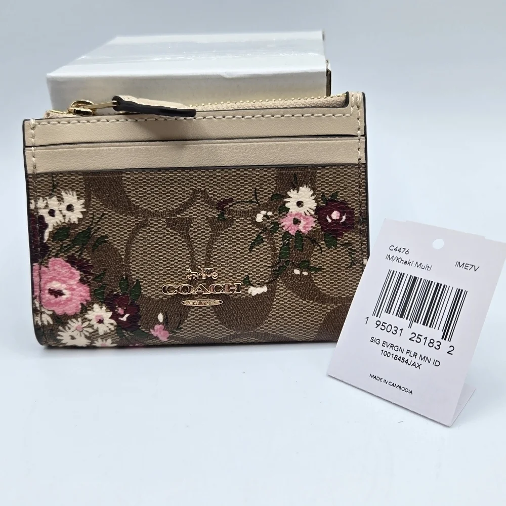Coach Mini Skinny Id Case Evergreen Print